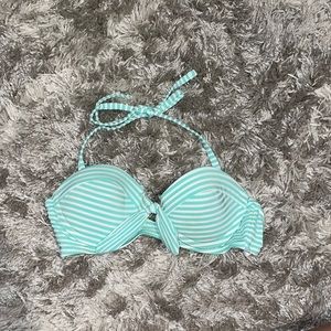 Target XS teal white striped push up bikini